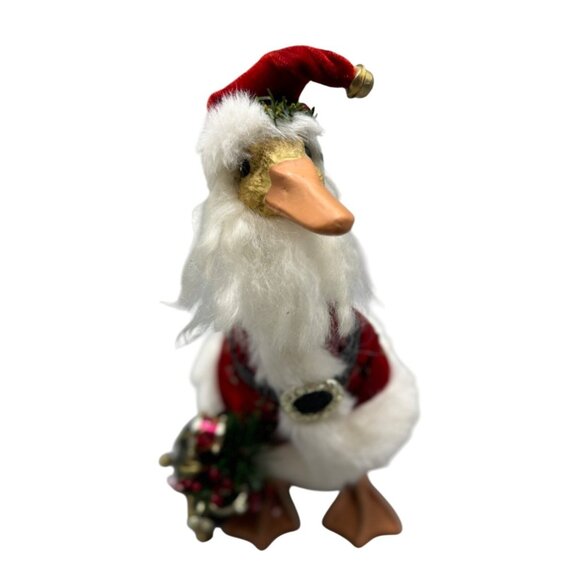 N/A Other - Santa Duck Figurine Red Velvet Outfit White Faux Fur Trim & Accessories READ